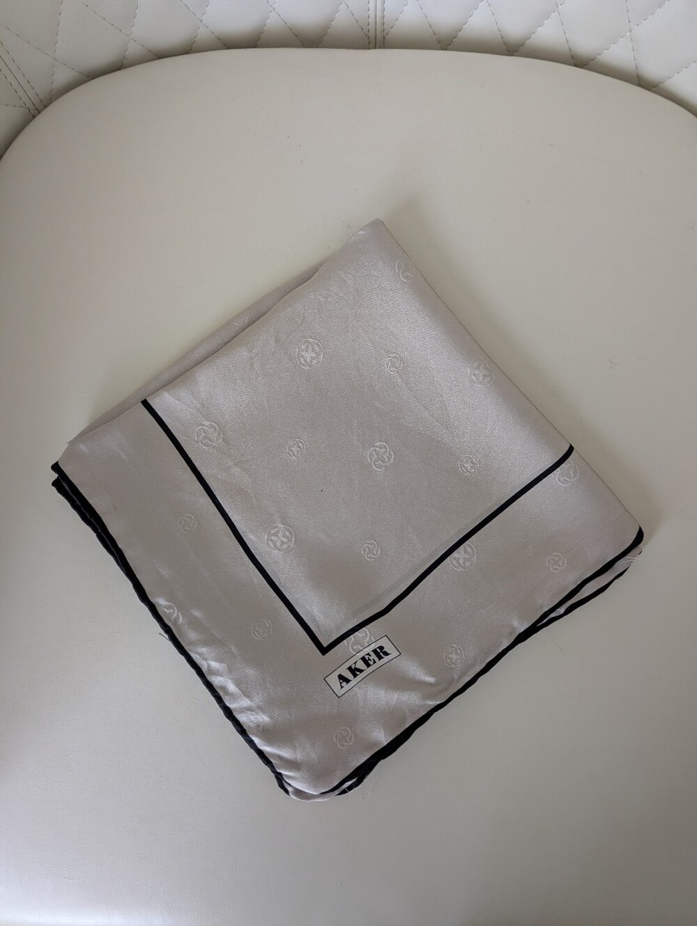 Large Silk Aker Scarf In Silver & Black . Very Chic! - Picture 5 of 11